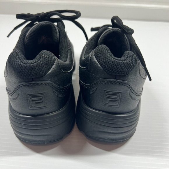 FILA womens Memory Workshift Slip Resistant Shoe Size 9 Black Leather Lace Up - Picture 8 of 12